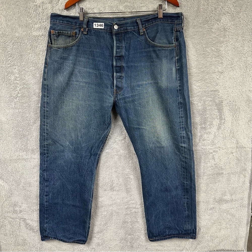 Levi’s 501 Button Fly Jeans Size 42x30 Distressed Read Description